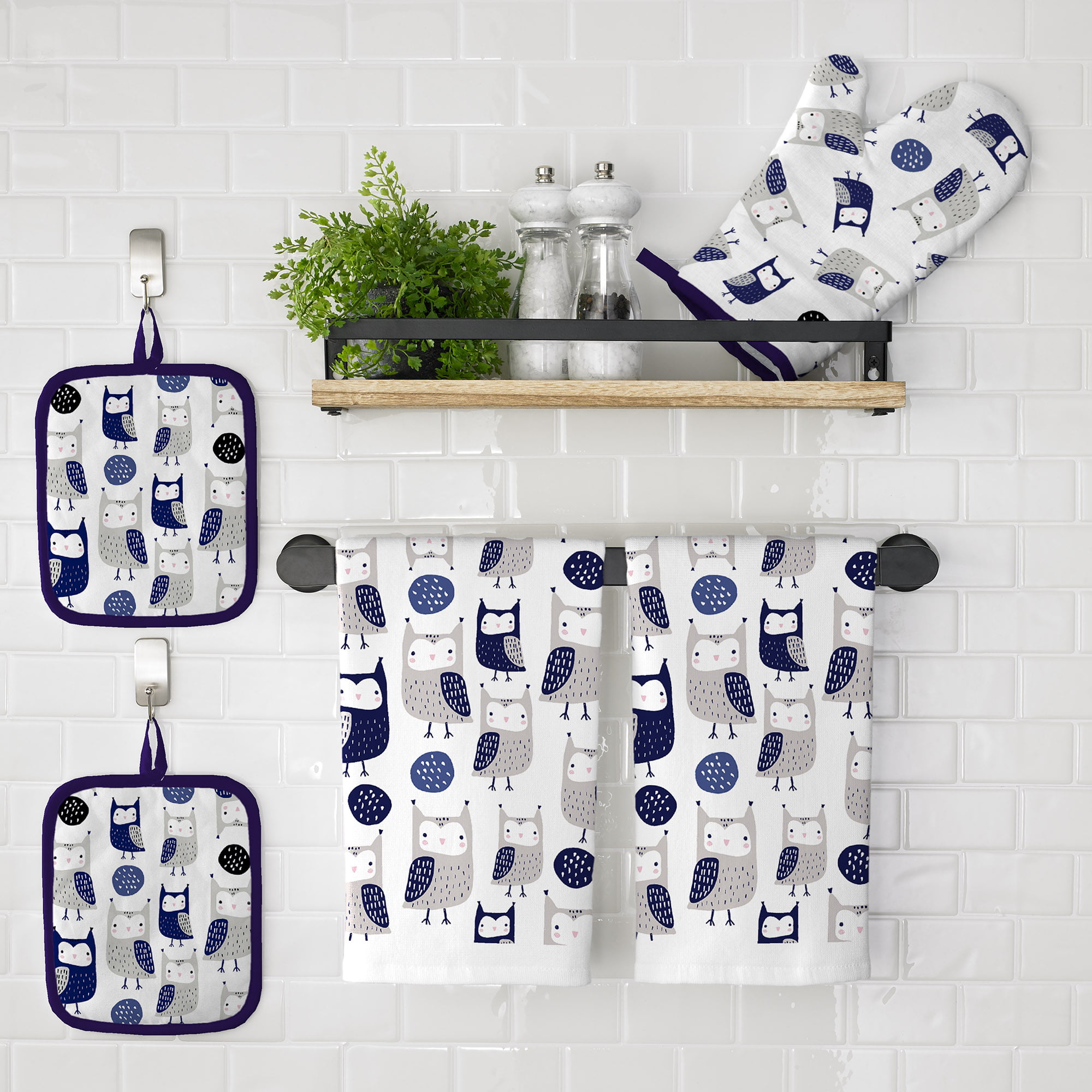 American Linen Owl Set Oven Mitts and Pot Holders - Kitchen Towels and Dish  Cloths Sets - Oven Mitts - Tea Towels - Dish Cloths Set
