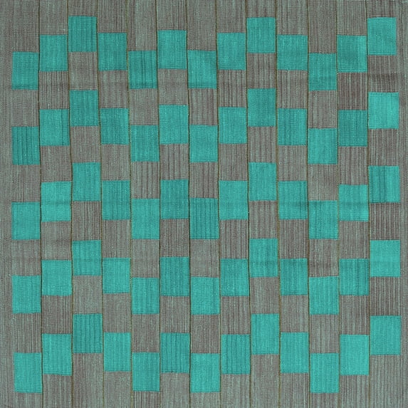 Ahgly Company Indoor Square Abstract Turquoise Blue Contemporary Area Rugs, 4' Square