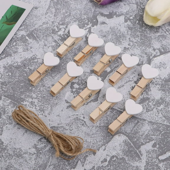 GOOHOCHY 30 Pcs Photo Pegs Clip Clothespins with Rope