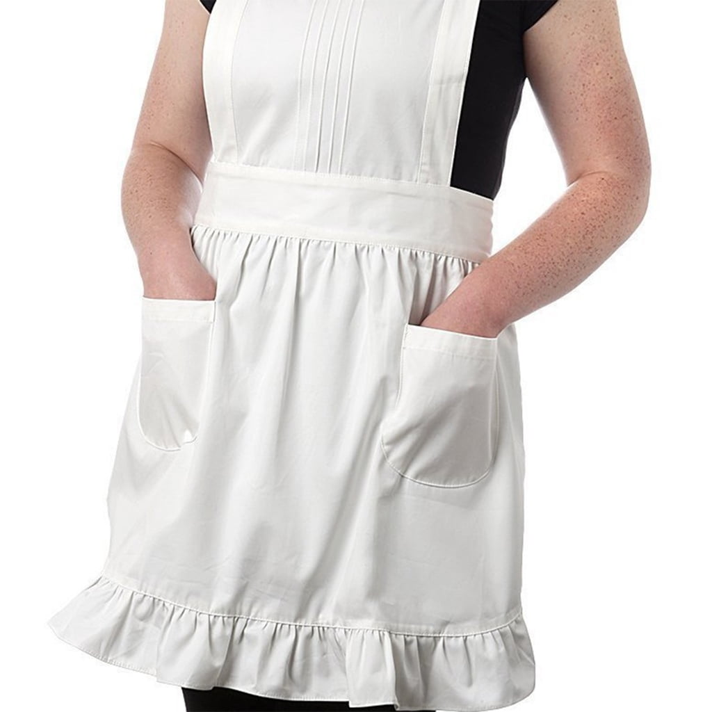 ZPAQI Retro Maid Apron Ruffle Apron Kitchen Aprons Waitress Apron Cooking Aprons