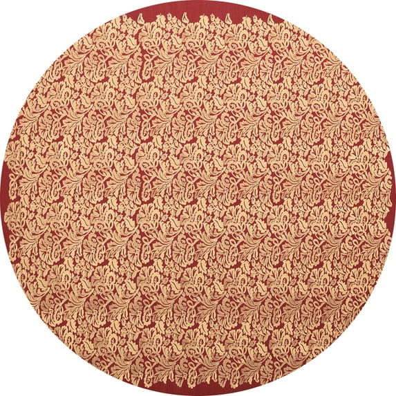 Ahgly Company Indoor Round Abstract Brown Contemporary Area Rugs, 3' Round