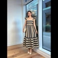 thumbnail image 4 of Robe Maxi d'Été 2025 pour Femme Sans Manches à Encolure Carrée, Dos Rayé, Smockée, Bohème, Fluide, Évasée, Longue G, 4 of 7