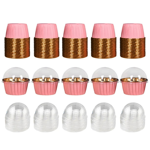Tazas para magdalenas,Envoltorios navideños para cupcakes Taza para hornear cupcakes,Tazas de papel para hornear de Navidad Decoración navideña,Revestimientos para cupcakes Tazas de Rosa