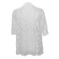 thumbnail image 6 of BODOAO Women's 3/4 Sleeve Open Front Cropped Lace Cardigan Summer Lightweight Hollow Out Knit Shrug Women's Autumn Patterned Lace Hollow Lace Solid Color Five Quarter Sleeved Cardigan White 5Xl, 6 of 6