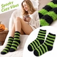 thumbnail image 2 of Cute Halloween Fuzzy Crew Socks for Women Soft Warm Casual Costume Accessories Socks for Fall Home Wear,One Size,Green, 2 of 6