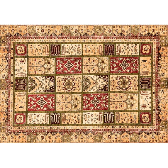 Ahgly Company Indoor Rectangle Abstract Orange Modern Area Rugs, 6' x 9'