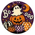 thumbnail image 2 of Clearance Sale | Round Wooden Halloween Door Sign with Trick or Treat Design, Retro Pumpkin Welcome Logo for Porch and Garden, 2 of 9