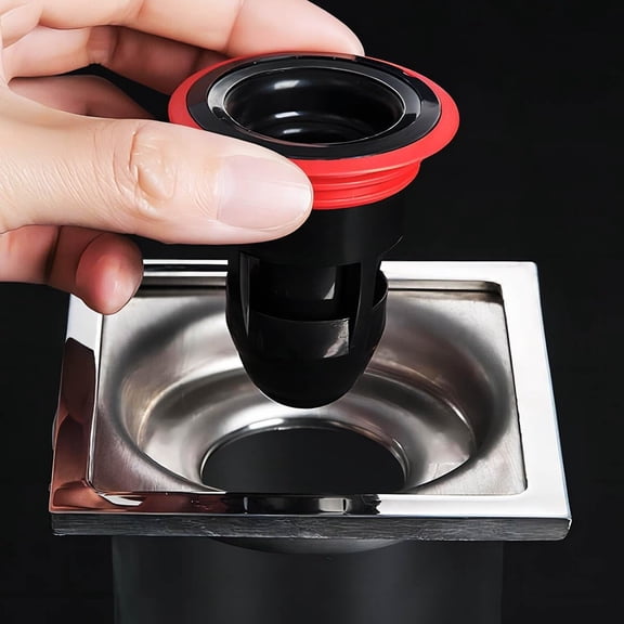 Kitchen Bathroom Silicone Anti-Odor Floor Drain Backflow Preventer,Waste Water Drainer Valve Sewer Core for Kitchen Bathroom （Black&Red） Black