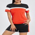 thumbnail image 4 of Short Sleeve Tops and Shorts Set in Contrast Color for Women‘s Workout, 4 of 9