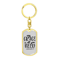 thumbnail image 4 of My Grace All You Need Through 2 Corintheans 12:9 Stainless Steel or 18k Gold Premium Swivel Dog Tag Keychain, 4 of 8
