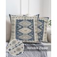 thumbnail image 3 of Waterproof Outdoor Throw Pillows with Inserts 16"x16" Set of 2, Blue Gray Southwest Soft Decorative Pillowcases for Couch Bedroom, Modern Geometric Ethnic Pillow Covers for Sofa Living Room, 3 of 8