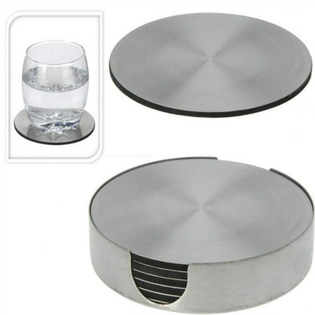 

6Pcs/Set Stainless Steel Round Heat Insulation Coaster Mug Cup Pad Table Mat