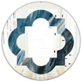 thumbnail image 1 of Designart 'Splash Blue Indigo' Modern Round Wall Mirror - Quatrefoil 24x24, 1 of 3
