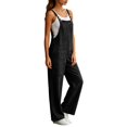 thumbnail image 3 of Casual Wide Leg Overalls for Women, Loose Fit Sleeveless Jumpsuits, Buckle Up Wide Leg Jumpsuit, Denim Bib Baggy Barrel Jeans Y2k Denim Boyfriend Harem Pants, Summer Fall Outfits,BlackXL, 3 of 6