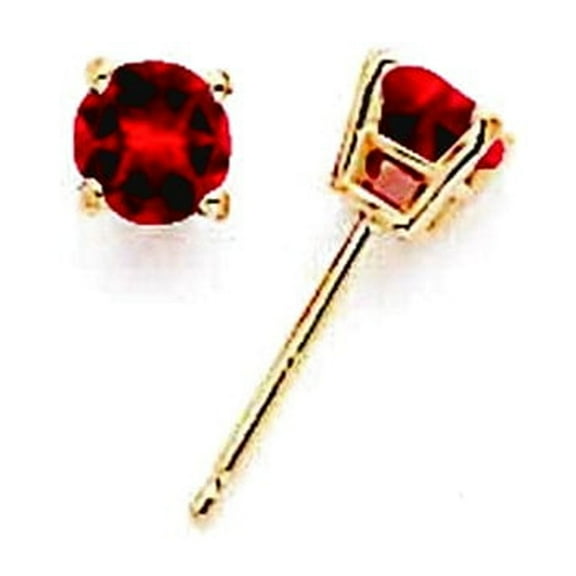 14k Yellow Gold Ruby Post Earrings 4x4mm Wide Stud Earring for Women - .72 cwt