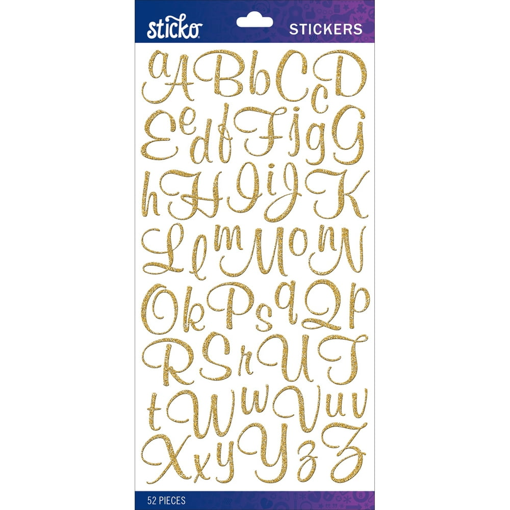 Sticko Alphabet StickersGold Glitter Script Small