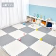 thumbnail image 3 of Soft Foam Play Mat Crawling Pad Interlocking Puzzle Mat with Edges White Gray 24Pcs, 3 of 5