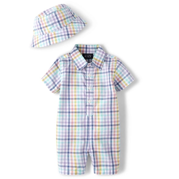 Set de mameluco y sombrero The Children's Place para bebés de 6 a 9 meses