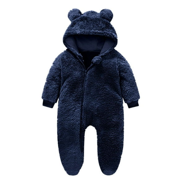cfhntfmh Newborn Baby Jumpsuit Outfit Fleece Jumpsuit Romper Hooded Winter Snowsuit Infant Girls Boys Clothes