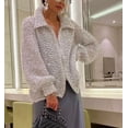 thumbnail image 1 of Chaqueta tipo suéter con cuello en V y lentejuelas estilo Chanel, holgada, de alta gama y elegante, para otoño e invierno, para mujer, con mangas largas, 1 of 6