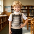 thumbnail image 2 of Baby Boys Girls V Neck Comfort Knitted Toddlers Uniform Knitwear Sleeveless Pullover Sweater Vest 2T, 2 of 9