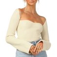 thumbnail image 4 of ORUYROP Pull pour Femmes Col Cœur Bustier Côtelé Corset Tricoté Manches Longues, 4 of 7