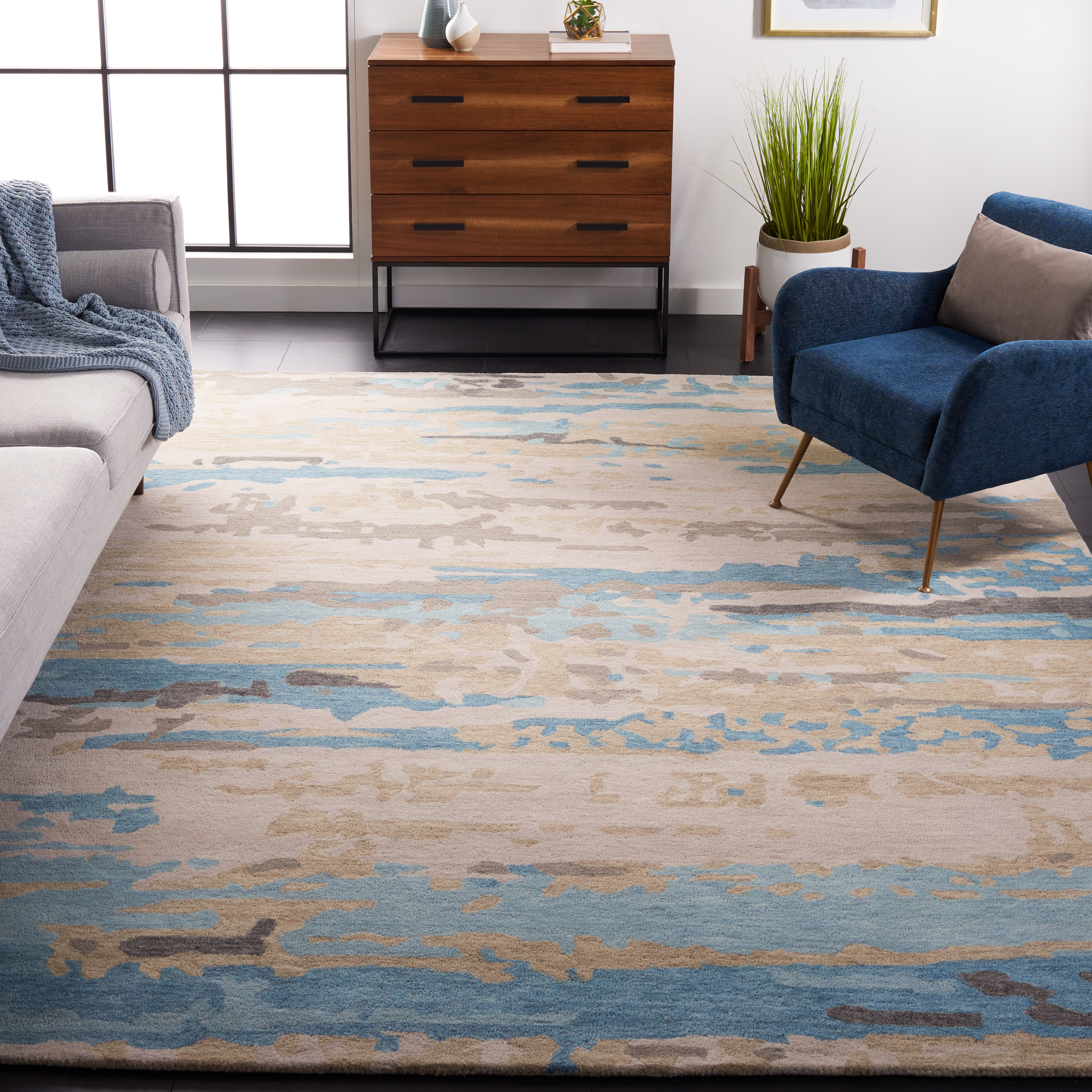 SAFAVIEH Soho Marcus Abstract Area Rug, Beige/Blue, 8' x 10'