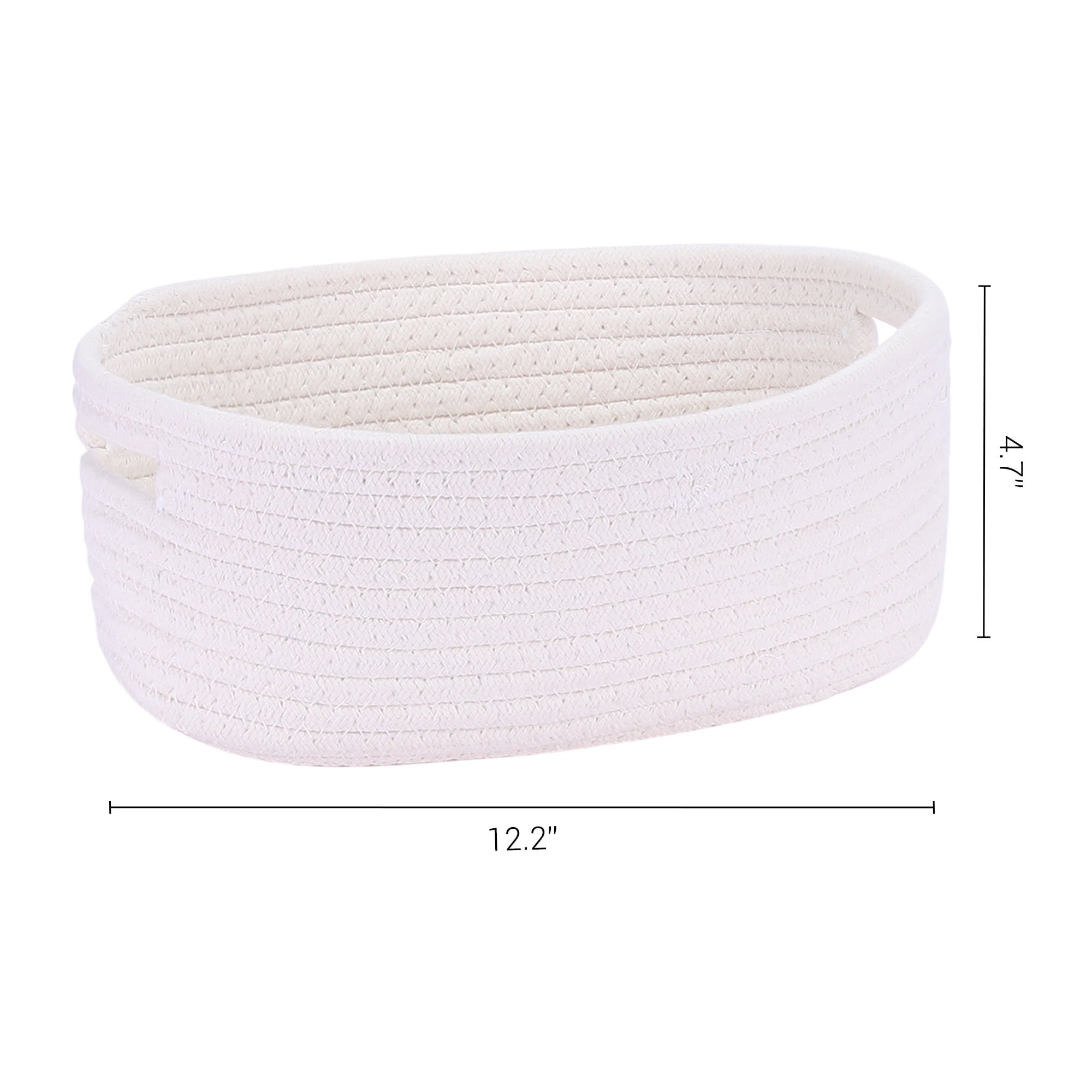Unique Bargains Woven Storage Basket Shelf Storage Bin for Home Clothes with Handles White