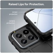 CCSmaller for Xiaomi 14 Case for Man, Heavy Duty Protection Shockproof Phone Case Support Wireless Charging Cover for Xiaomi 14 HD Black