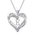 thumbnail image 4 of Collier Lettre en Forme de Cœur pour Femmes Collier Pendentif en Forme de Cœur Plaqué Argent, 4 of 9