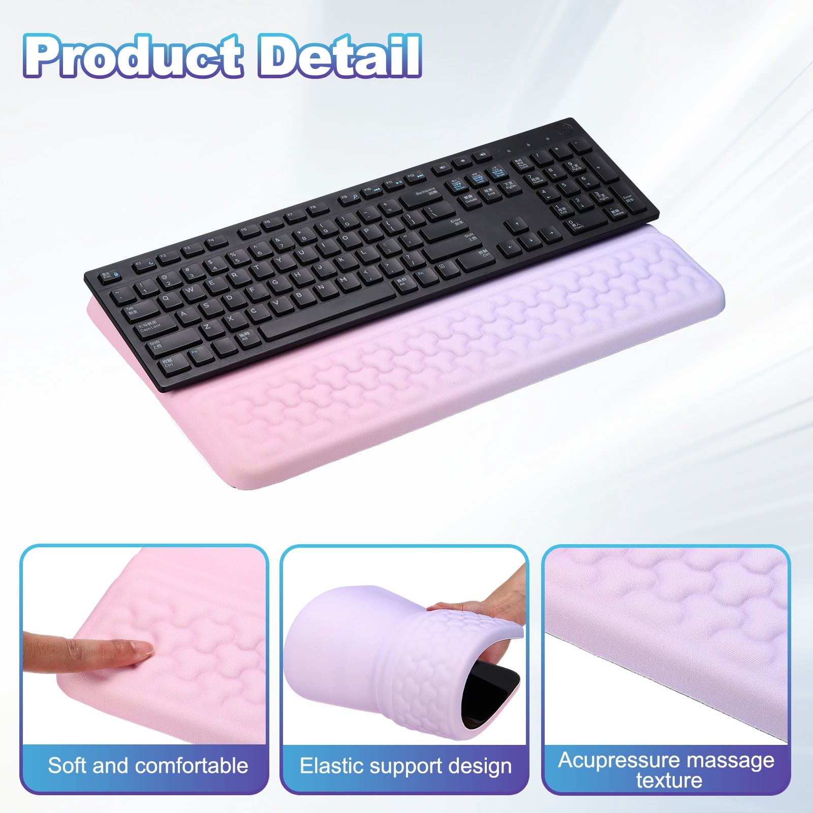 Uxcell Computer Keyboard Stand with Wrist Rest, Computer Wrist Support Pad, Keyboard Stand Riser Holder Pad for Office Desk Gaming Home, Pink and Purple