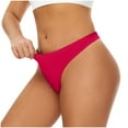 thumbnail image 3 of Swuxness Women's Low Waist Seamless Thong Briefs, Panties for Women, Women's Solid Color Ice Silk Comfortable Breathable Soft Stretch Thong Panties Red, XXL, 3 of 5