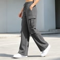 thumbnail image 5 of QATAINLAV Cargo Sweatpants for Women Wide Leg Elastic Waisted Drawstring Track Pants Casual Baggy Lounge Trousers Dark Gray L, 5 of 7