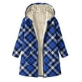 thumbnail image 5 of Dasayo Long Womens Coat Blue Plus Size Fleece Plaid Hooded Zip up Coatigans Womens Jackets Trendy S, 5 of 5