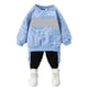 thumbnail image 4 of Conjunto de sudadera con capucha para niños, estampado de letras, suave, respetuoso con la piel, ecológico, 2 piezas, para uso diario, al aire libre, azul, 90 cm/35,43 pulgadas, 4 of 14