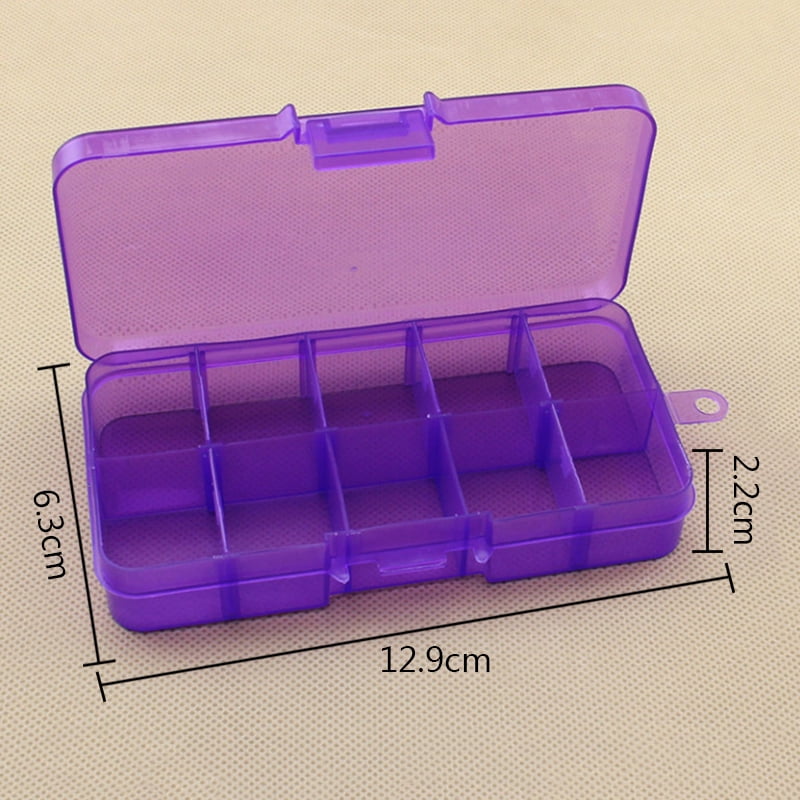 10 Grids Clear Plastic Organizer Jewelry Storage Box with Removable Grid  Compartment Container for Beads Earrings New Purple 