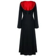 thumbnail image 3 of Haitryli Womens Color Block Hooded Robe Halloween Witch Cosplay Costume Lace-up Long Sleeve Dress Red L, 3 of 4