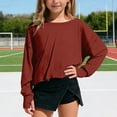 thumbnail image 5 of Girls Clothes Size 10 12 Girls Long Sleeve Shirts Teen Youth Girls Back Cutout Lace Detail Cropped Top, Loose Fit Casual Daily Blouse Back To School Clothes, 5 of 9