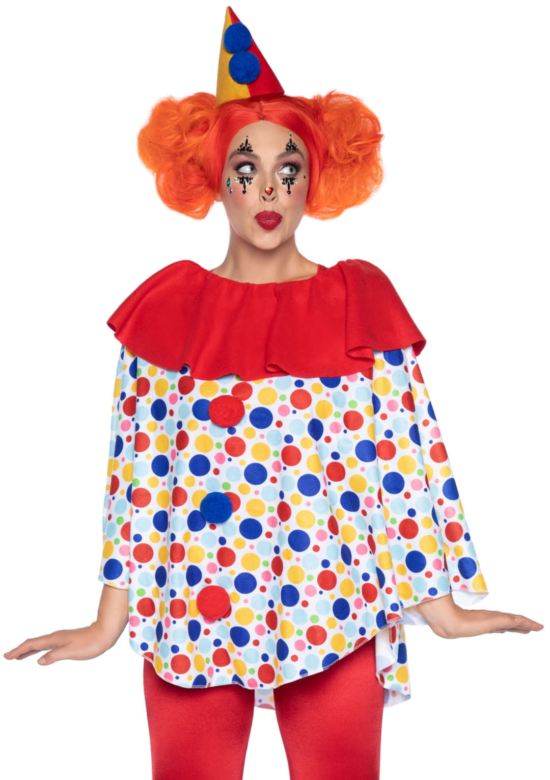 Ladies Rainbow Clown Leggings Adult Circus Carnival Fancy Dress Costume 