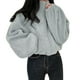 thumbnail image 1 of Gibobby Chamarra Sherpa para mujer, chamarra de forro polar para mujer, para otoño e invierno, con cierre, talla grande, chamarra de peluche para mujer(Gris,M), 1 of 5