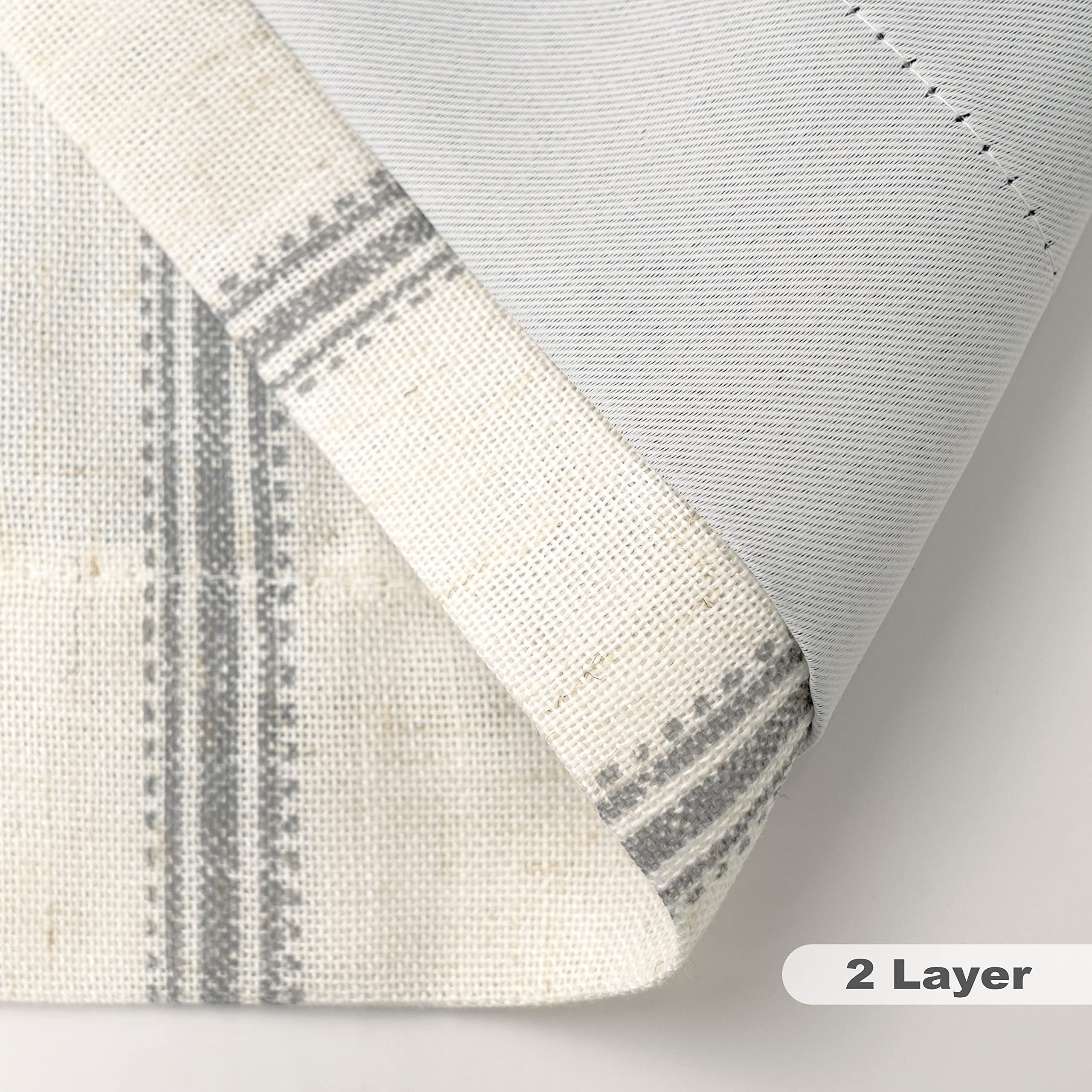 DriftAway Farmhouse Linen Blend Blackout Curtains 84 Inches Long for Bedroom Vertical Striped Printed Drapes Thermal Insulated Grommet Lined Window Treatments for Living Room 2 Panels W52 x L84 Grey