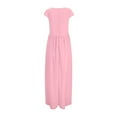 thumbnail image 3 of DEELLEEO Clearance Womens V-Neck Solid Color Short Sleeve Chiffon Waist Closing Evening Dress, 3 of 6