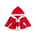 thumbnail image 1 of Robe de Nuit de Noël Bambin Fille Contraste Couleur/point Imprimé Peluche Doux Bébé Robe à Capuche Pyjama, 1 of 9