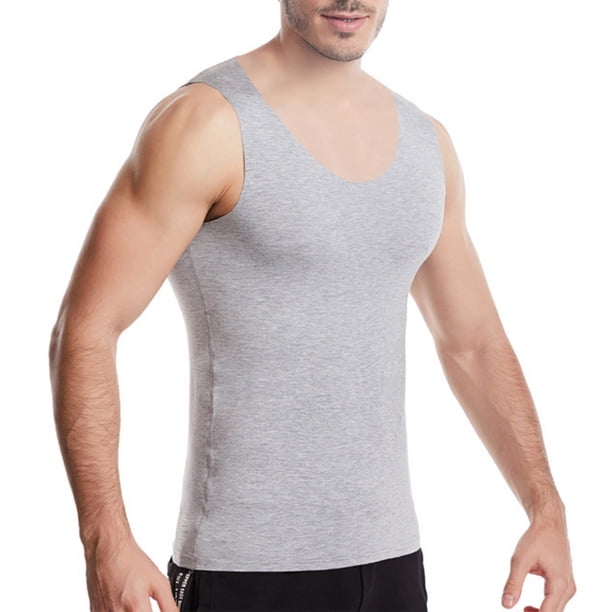 pstuiky Camiseta sin mangas para hombre, Camiseta deportiva informal de color liso para hombre, holgada, sin costuras, elástica, con cuello redondo Chaleco de hombre xxxxl