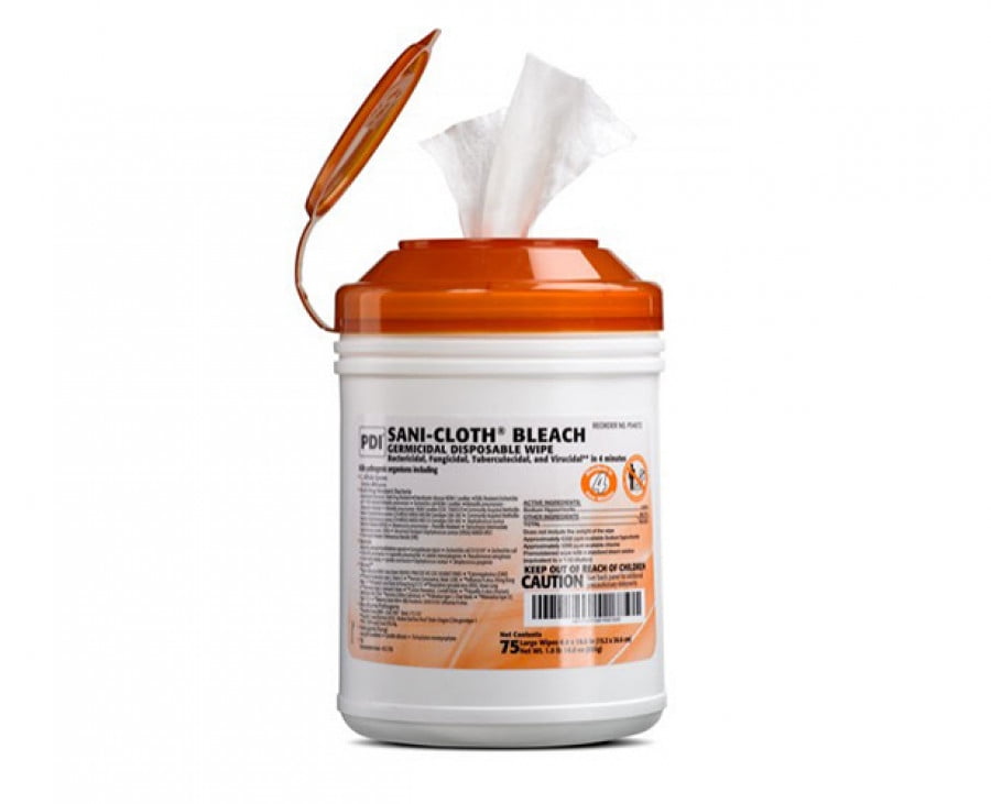 PDI SaniCloth Bleach Wipe 12 canisters of 75