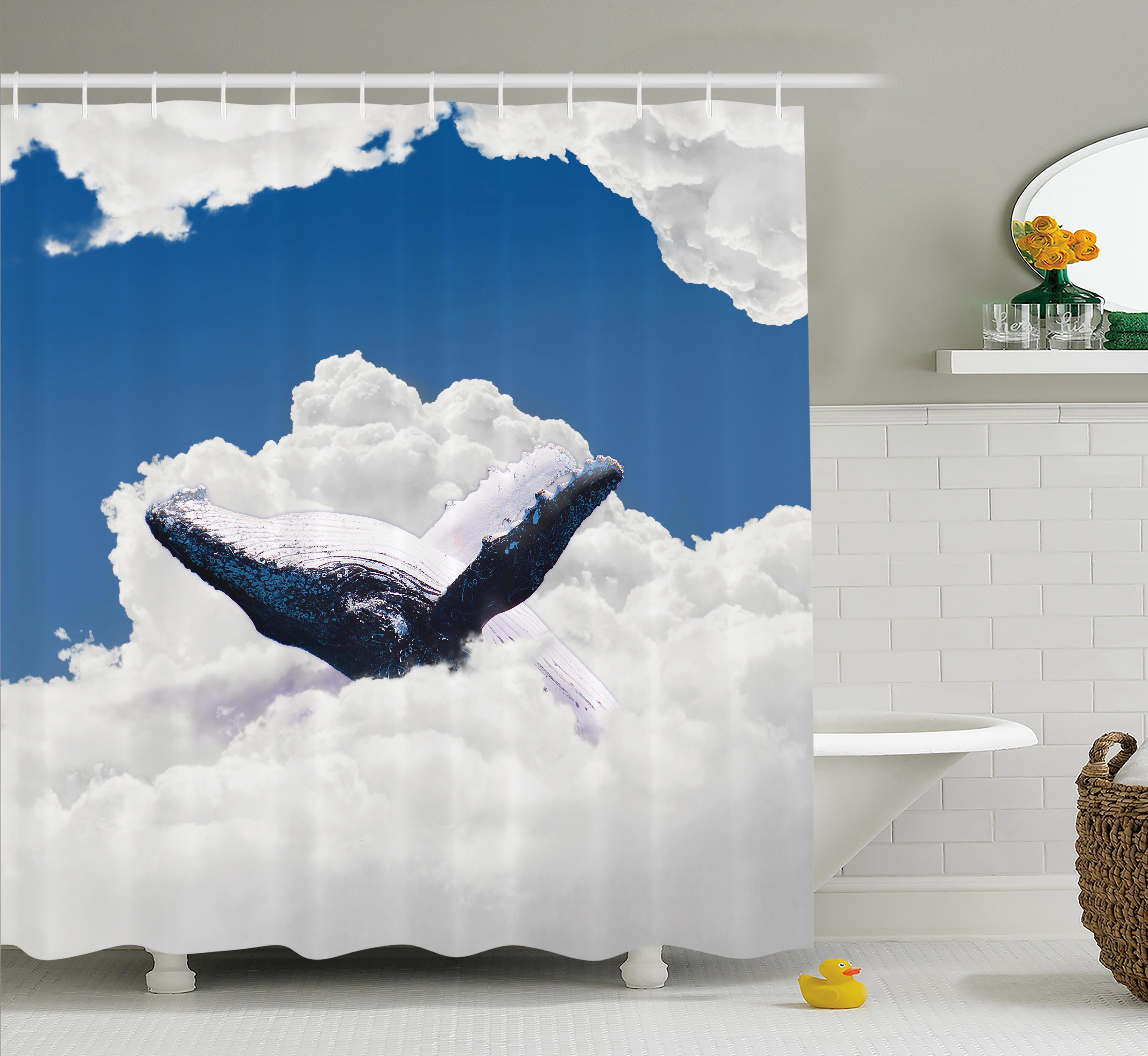 Animal Shower Curtain, Giant Creature of the Oceans Big White Whale