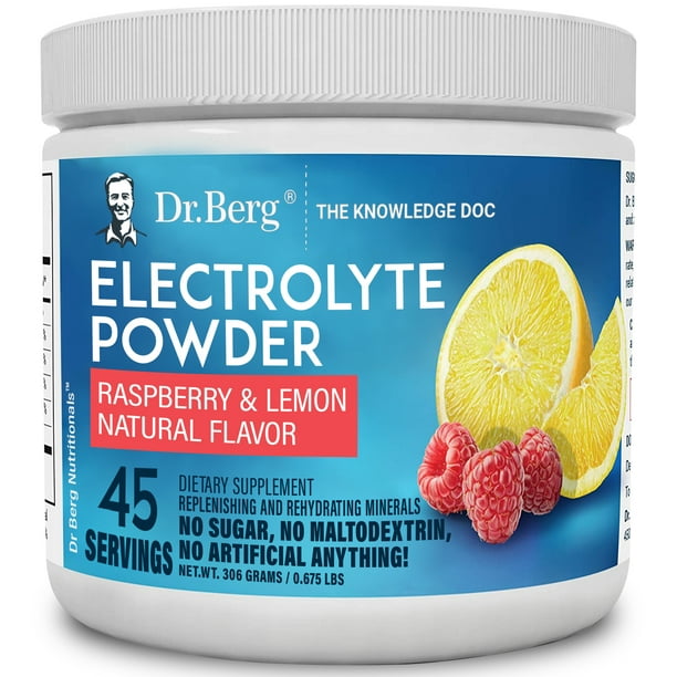 Dr. Berg's Potassium Electrolyte Supplements, Raspberry Lemon, 10.8 oz