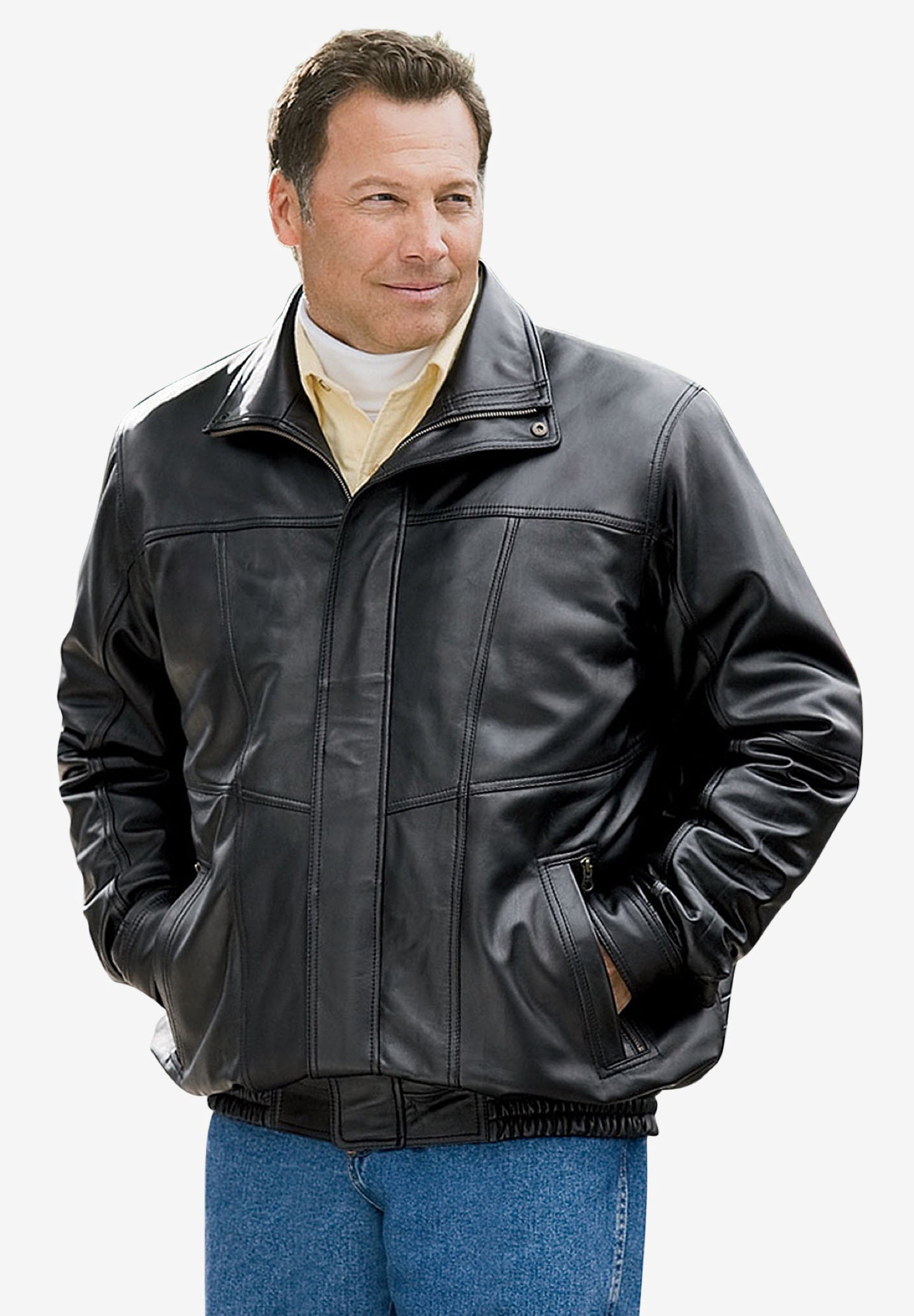 KingSize Men's Big & Tall Leather Bomber Jacket
