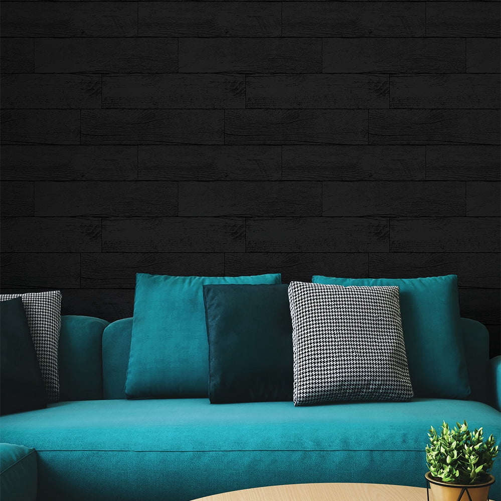 Tempaper Wood Planks Espresso Peel and Stick Wallpaper, 20.5" x 16.5'