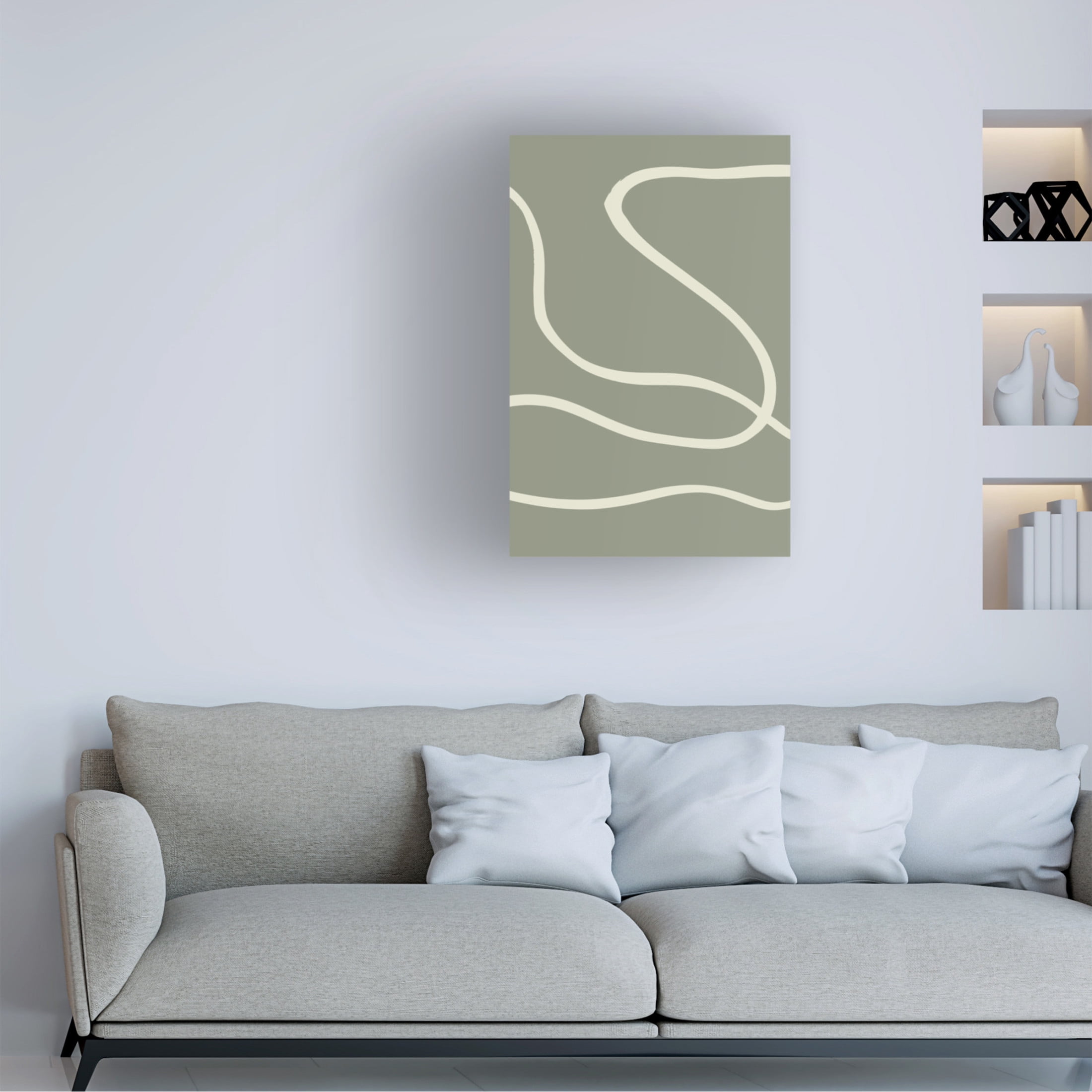 Canvas Wall Art - Pictufy Studio 'Green Lines 02' Wall Art for Living Room, Bedroom, or Office Décor by Trademark Fine Art - 30 x 47 Inches